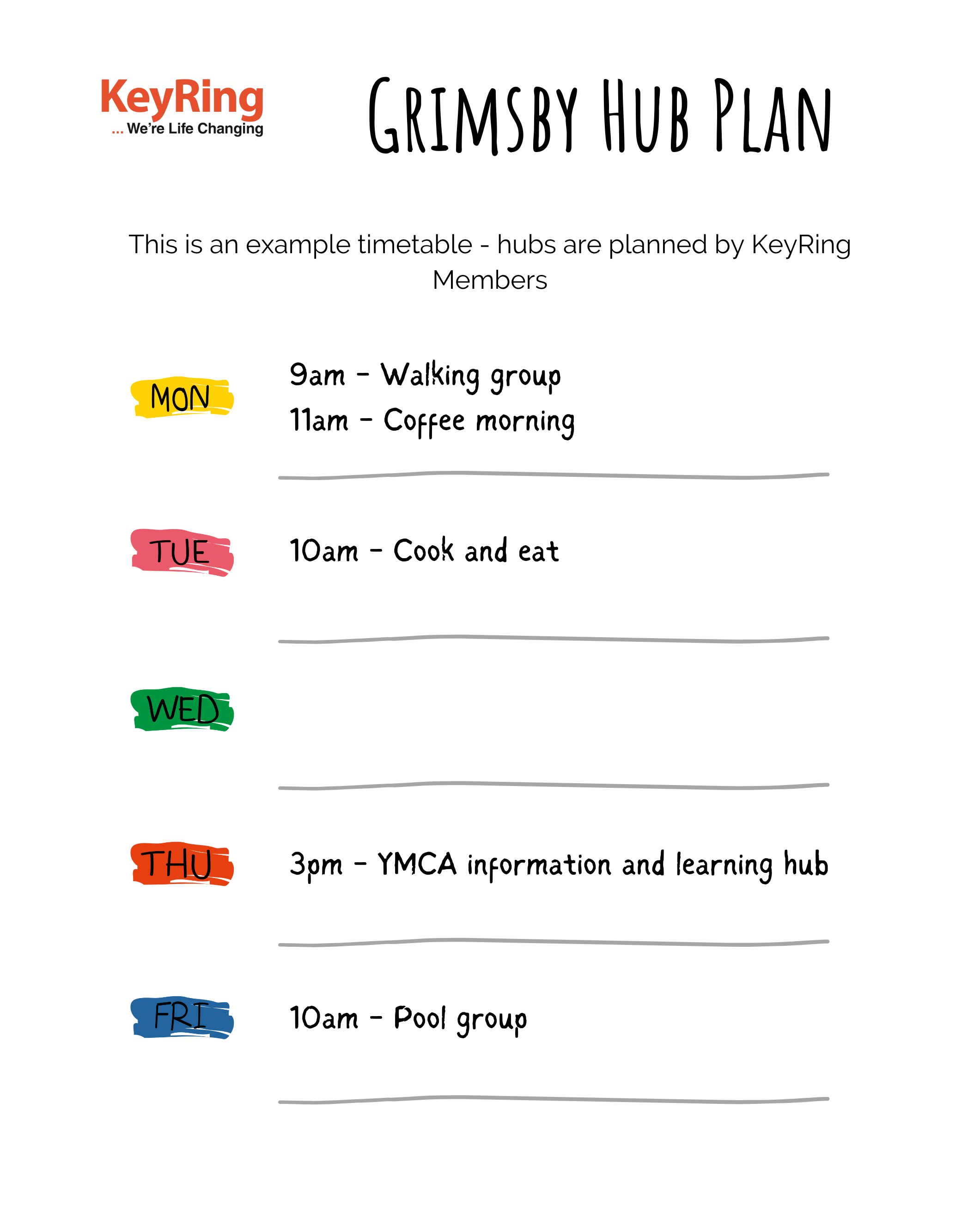 Example timetable