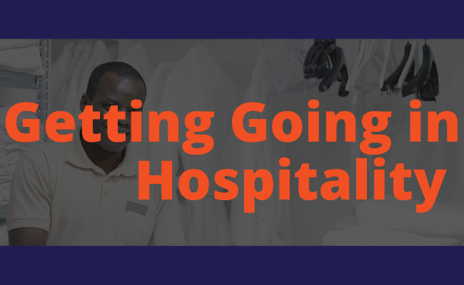 Getting Going in Hospitality orange text