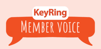 A speech bubble with 'Member Voice' written inside and the KeyRing logo above