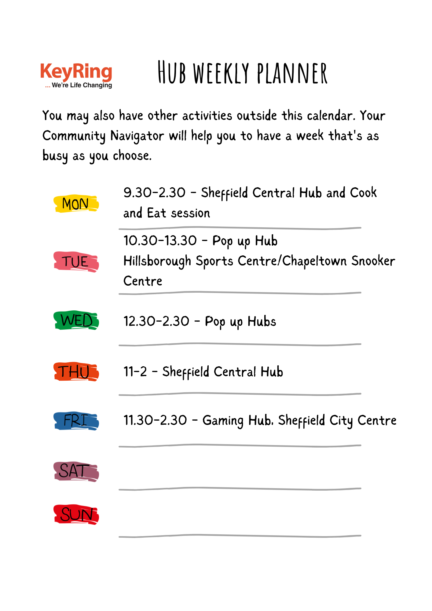 Example Connect schedule