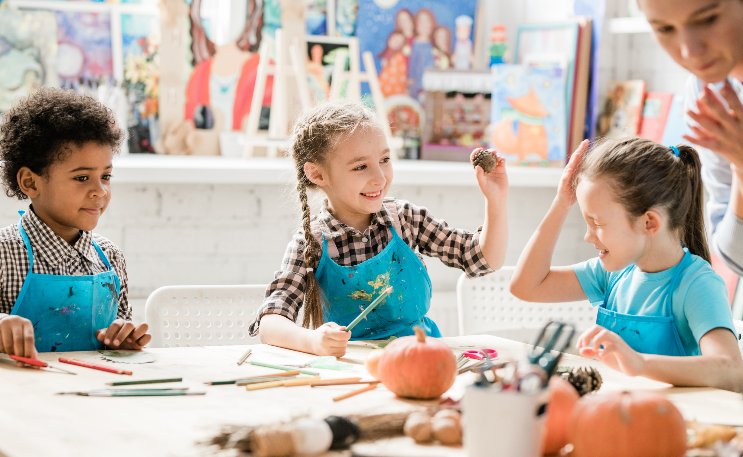 Children drawing together